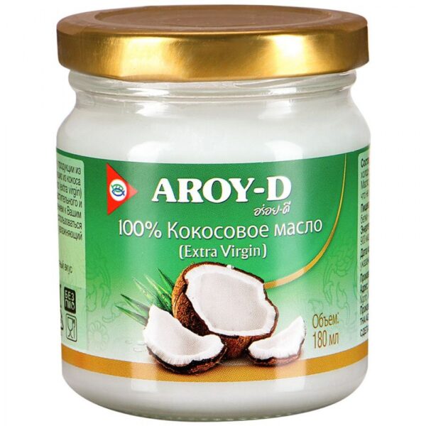 Кокосовое масло Aroy-D Extra Virgin Coconut Oil, 180 мл.